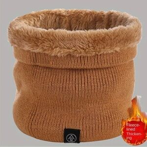 NWOT Cozy Light Brown Knit Fuzzy Faux Fur Fleece Lined Neck Warmer